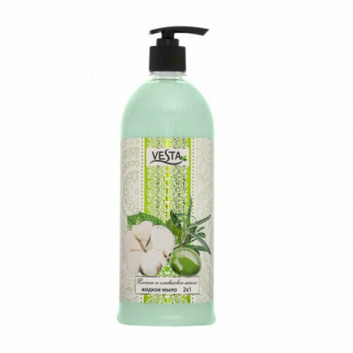 Алва Мыло жидкое 2в1 Vesta Хлопок и Оливковое масло 1 л 339₽