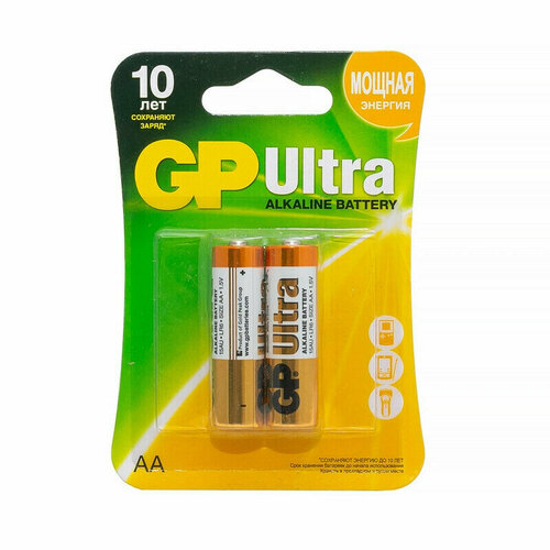Батарейка Батарейки GP Ultra AA/LR6/15AU алкалин. бл/2 2 блистера комплект 50 упаковок батарейки gp ultra aa lr6 15au алкалин бл 2