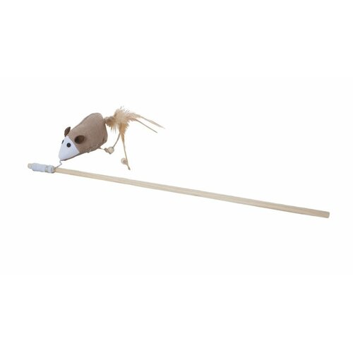 Дразнилка (YUGI) удочка рыбка/мышка с перьями тканевая для кошек 40см /YT79901/