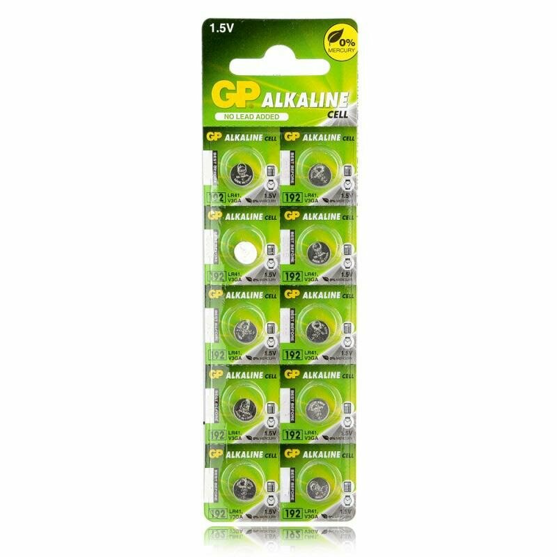 Батарейка GP AG3/LR41/192 Alkaline 1.5V BL10 , 10шт.