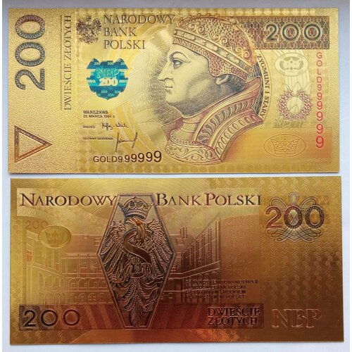 Сувенирная пластиковая банкнота Польша 200 злотых 1994 банкнота 100 zlt злотых польша hb 123 113 60080