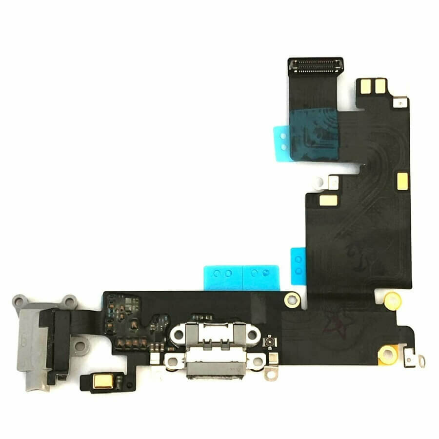 Шлейф разъём зарядки для iPhone 6 Plus (микрофон, гарнитура) черный