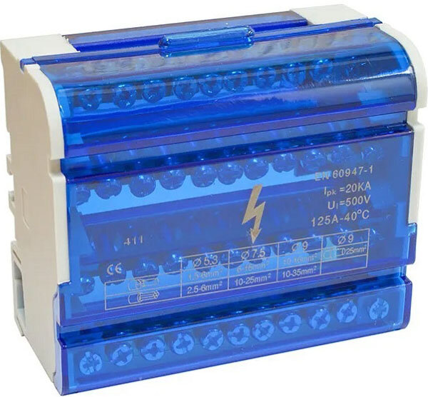 ТДМ Электрик блок модульный распределительный на DIN-рейку 125А, 4П (4x11) / TDM Electric блок модульный распределительный на DIN-рейку 125А, 4П (4x1