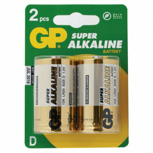 Батарейка GP Super D (LR20) 13A алкалиновая, BC2 GP цена за 1шт 176377 airline d02 батарейки lr20 d щелочные 2 шт блистер d 02