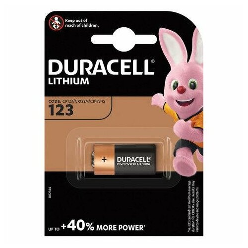 duracell батарейка литиевая серия ultra 3v cr123 1 шт Батарейка DURACELL Ultra CR123, Lithium, 1 шт, в блистере, 3 В, 75058646