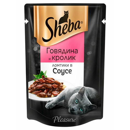 Sheba Паучи для кошек Ломтики в соусе с говядиной и кроликом 75г 10248060 0,075 кг 58426 (27 шт) sheba sheba крем лакомство для кошек с говядиной 3 шт 12 г