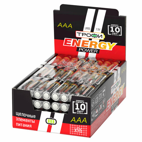 Батарейки Трофи LR03-4S promo-box ENERGY POWER Alkaline арт. Б0017349 (96 шт.) батарейки трофи lr03 2bl energy power alkaline арт c0034929 2 шт