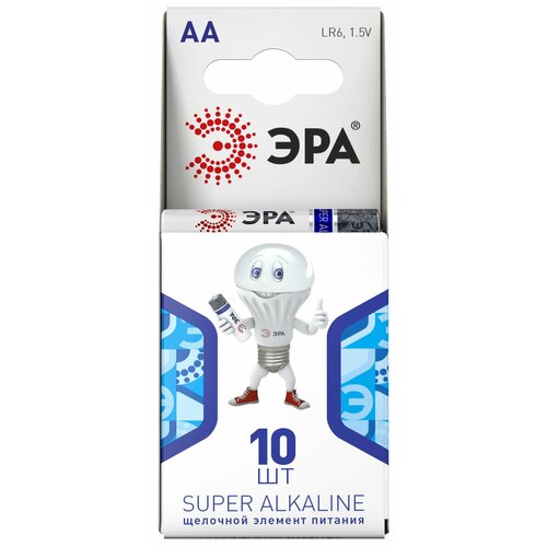 Батарейки ЭРА LR6-10BL компактный SUPER Alkaline (100/600/18000)