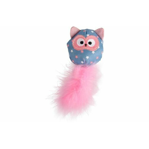Flamingo игрушка для кошек Совушка Винни с пером текстиль 14см