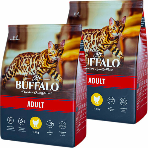 MR.BUFFALO ADULT для взрослых кошек с курицей (1,8 + 1,8 кг)