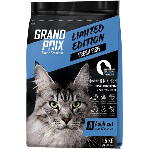 GRAND PRIX ADULT CAT 6 MIX FISH для взрослых кошек 6 видов рыб (1,5 кг) probiotic live cat adult neutered fish