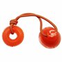 Игрушка для собак, Тяни-кусай на одной присоске, 45 см, оранжевое шипованное кольцо, 1 шт.