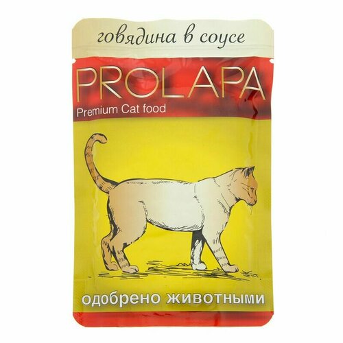 Prolapa Premium 100 гр пауч для кошек говядина в соусе 1х26, 82163 (42 шт)