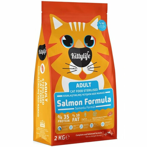 Kittylife Корм для взрослых стерилизованных кошек с лососем и рисом 2 кг