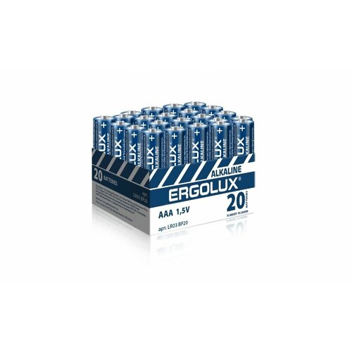 Батарейка алкалиновая Ergolux LR03 Alkaline BP-20 промо, LR03 BP20,1.5В ergolux lr03 alkaline bp20 lr03 bp20 батарейка 1 5в 20 шт в уп ке