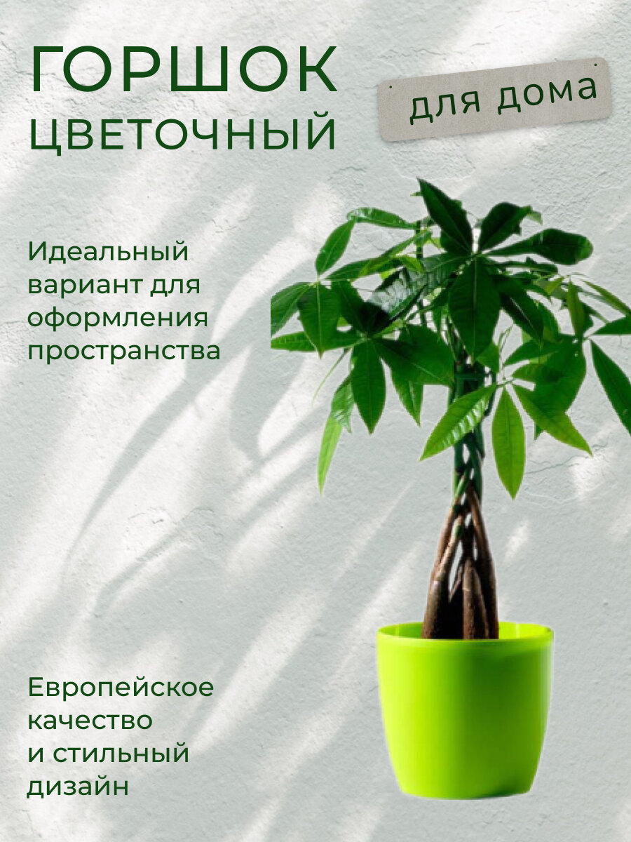 Горшки для комнатных растений Кашпо пластиковое Грасс зеленый d 22 см - фото №3