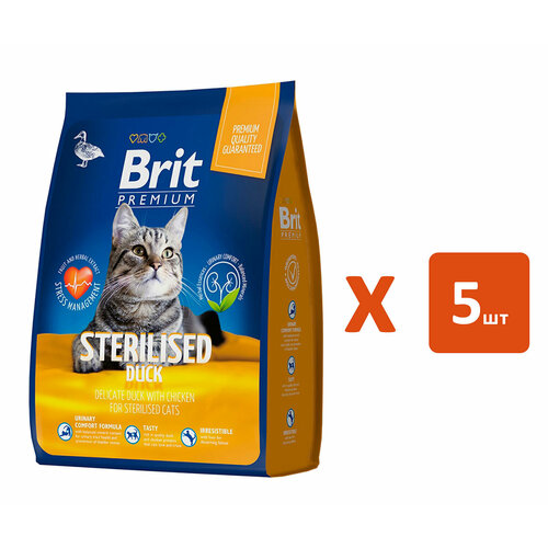 BRIT PREMIUM CAT DUCK & CHICKEN для взрослых кастрированных котов и стерилизованных кошек с уткой и курицей (2 кг х 5 шт)