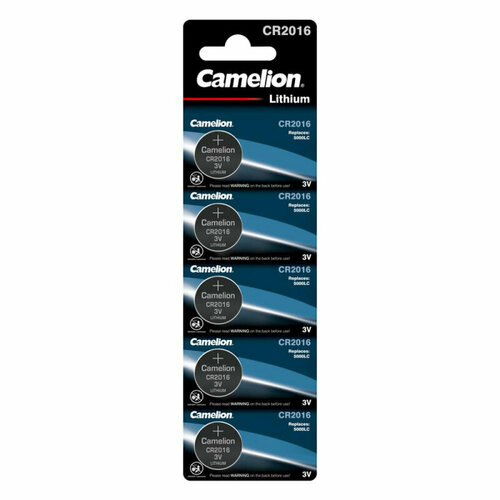 Батарейка Camelion CR2016 BL-5 (CR2016-BP5, литиевая,3V), 5шт/уп, 1882990 camelion cr2016 bl 5 cr2016 bp5 батарейка литиевая 3v