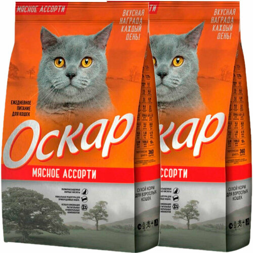 Оскар для взрослых кошек с мясным ассорти (2 + 2 кг)
