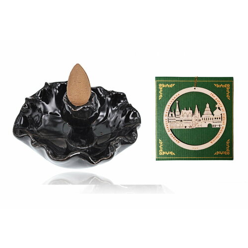 Подставка для благовоний пуля Лотос, 7,5х7х4см, керамика) + сувенирное украшение ELG