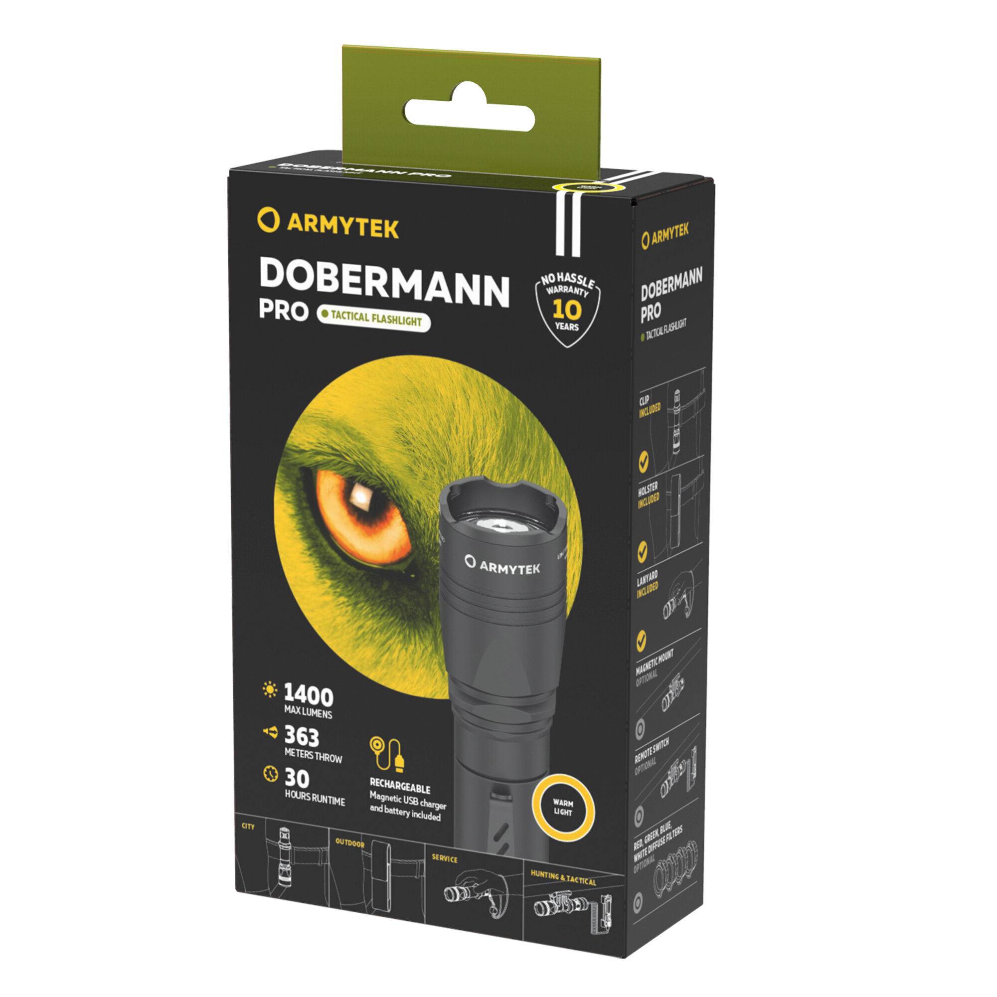 Ручной фонарь ARMYTEK Dobermann Pro Magnet USB, черный / белый [f07501c] - фото №2