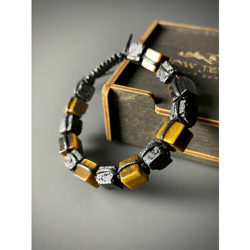 фото Браслет snow jewelry, агат, вулканическая лава, тигровый глаз, черный, желтый
