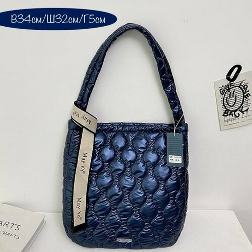 фото Сумка шоппер may va, фактура стеганая, синий