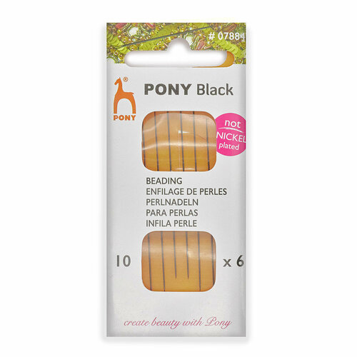 Иглы для бисера № 10, ручные, PONY Beading BLACK, 07884, 6 шт