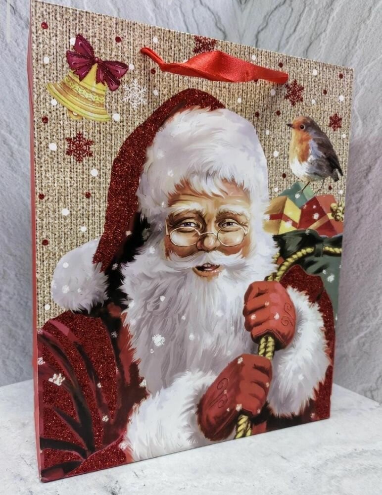 Подарочный пакет новогодний Дед Мороз 32x26х10 см 1 шт