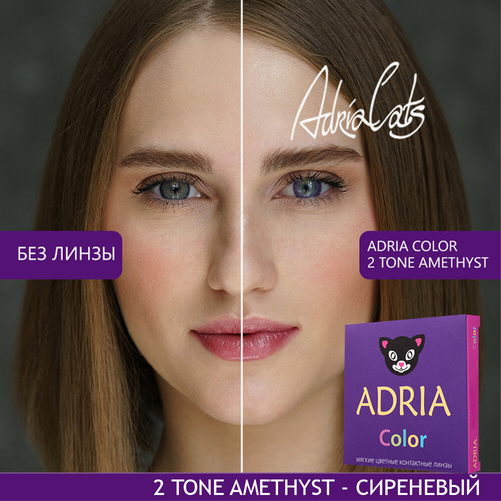 Контактные линзы цветные ADRIA, Adria Color 2T, Квартальные, AMETHIST, -2,50 / 14,2 / 8,6 / 2 шт.