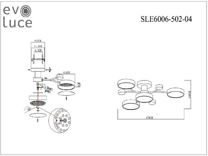 Потолочная люстра Evoluce FAEMA SLE6006-502-04