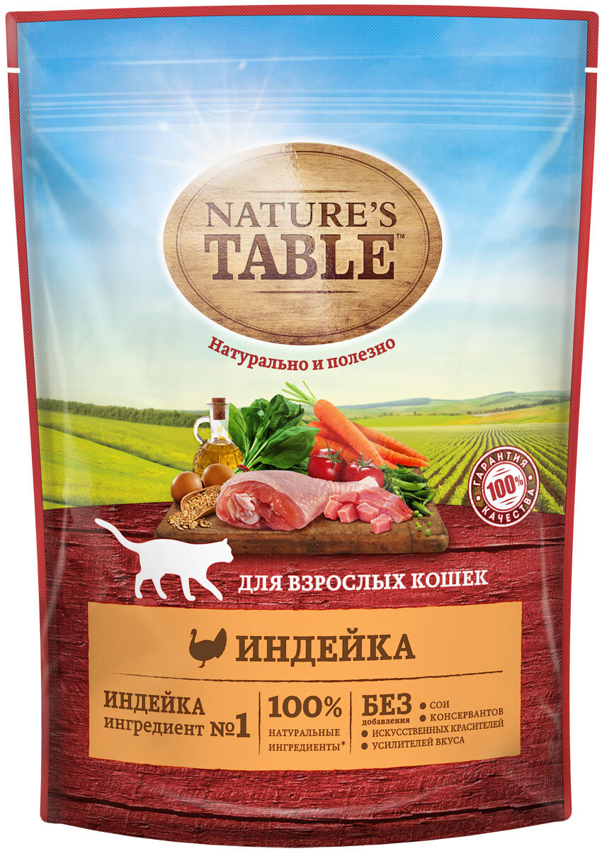 Корм сухой для взрослых кошек Nature's Table с индейкой 1,1 кг - фото №17