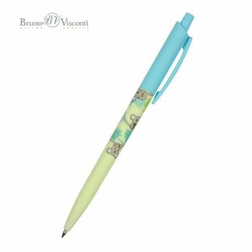Ручка шариковая автоматическая BrunoVisconti HappyClick Коалы-очаровашки, узел 0.5 мм, синие чернила, матовый корпус Soft Touch, 2 штуки