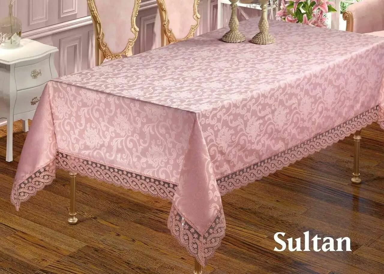 Скатерть прямоугольная EFOR SULTAN 160*220 цвет пудровый