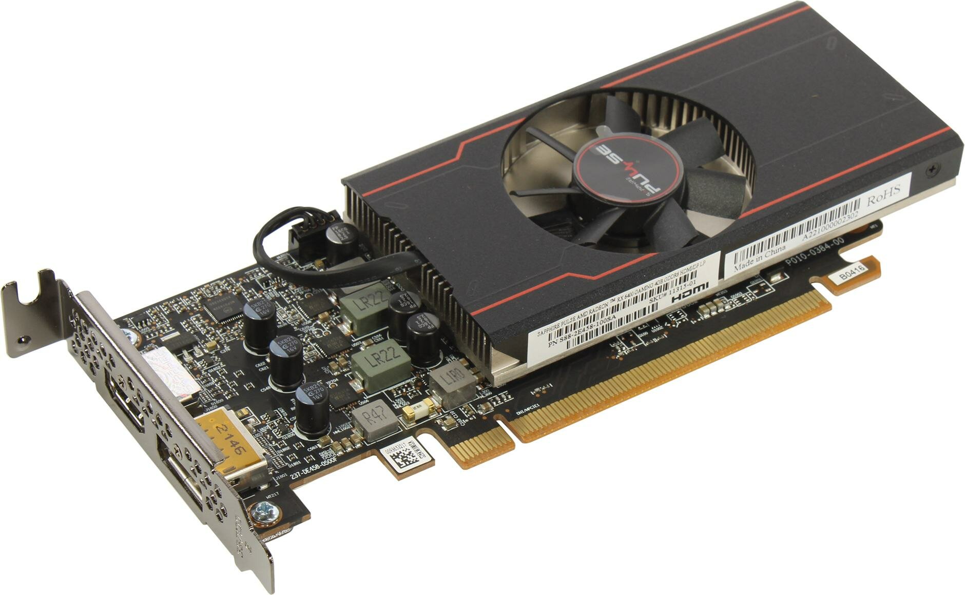 Видеокарта Sapphire Pulse AMD Radeon RX6400 4 ГБ GDDR6 64 бит DisplayPort HDMI RTL