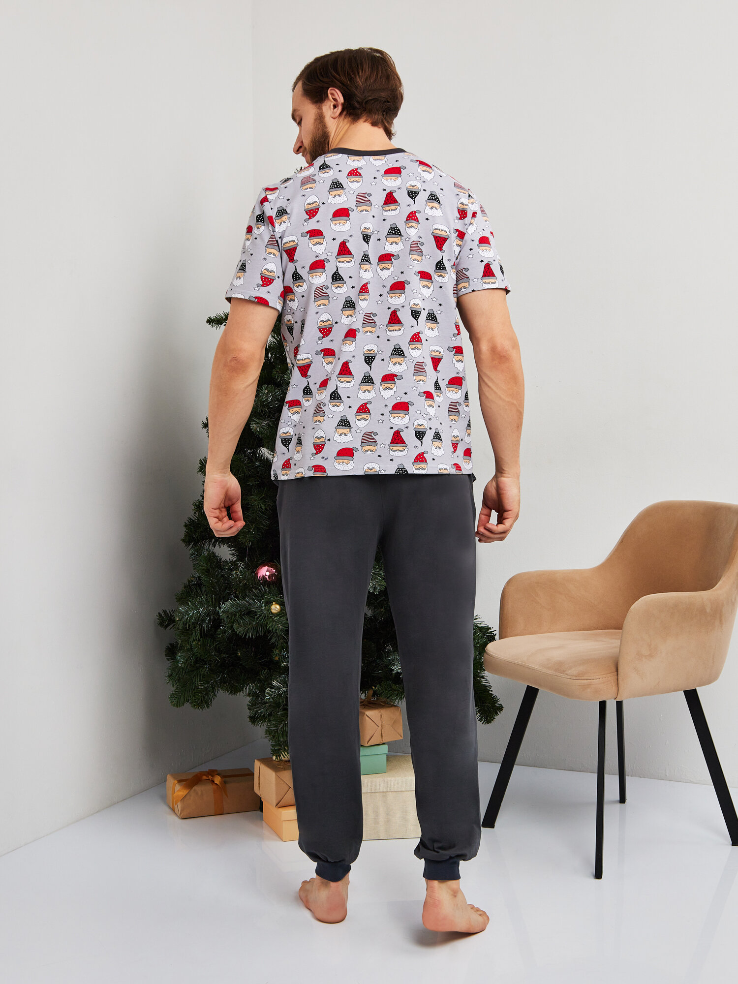 Пижама мужская со штанами, размер L(50), новогодний - фотография № 5