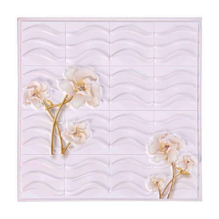 фото Самоклеящаяся ПВХ панель "Волна белая" 33*33см