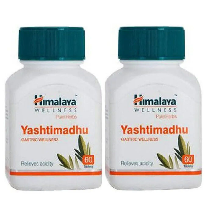 Таблетки Яштимадху Хималая (Yashtimadhu Himalaya), при болезнях желудочно-кишечного тракта, для лечения кашля и астмы, 2х60 таб.