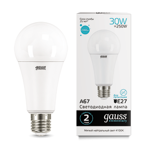 Лампа Gauss Elementary A67 30W 2360lm 4100K E27 LED 73229