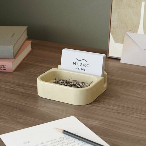 Подставка держатель для визиток Oliver визитница бетон кремовая глянцевая 1400₽