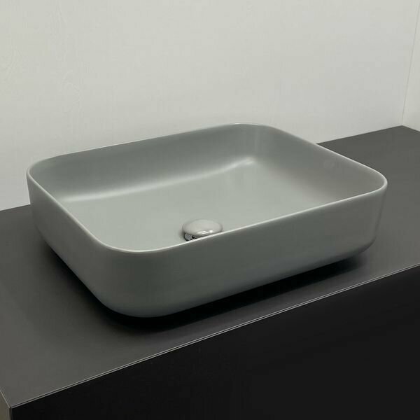 Раковина накладная светло-серая матовая Comforty T-Y9378MH 50 см для ванной на столешницу