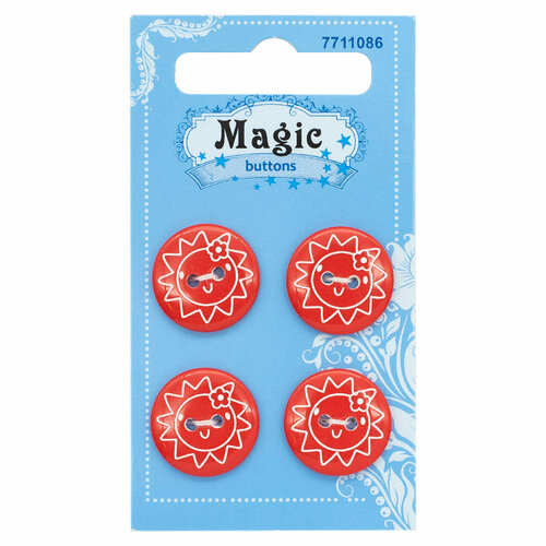 Пуговицы Magic Buttons 'Солнце', 28L (18 мм), 2 прокола, пластик, 4 шт пуговицы magic buttons подарок 28l 18 мм 2 прокола пластик 4 шт
