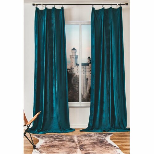 Штора-портьера Вельвет, 150х270 см, зеленая, 2 шт./уп.