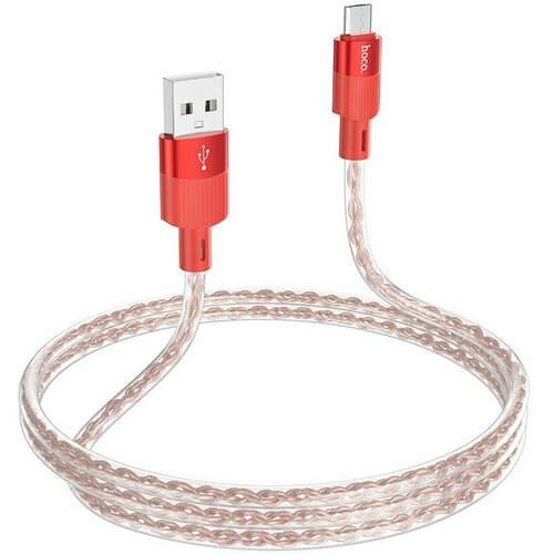 Дата-кабель Hoco X99 USB-MicroUSB, 1 м, красный кабель usb lightning hoco x99 2 4а прозрачный силикон термостойкий