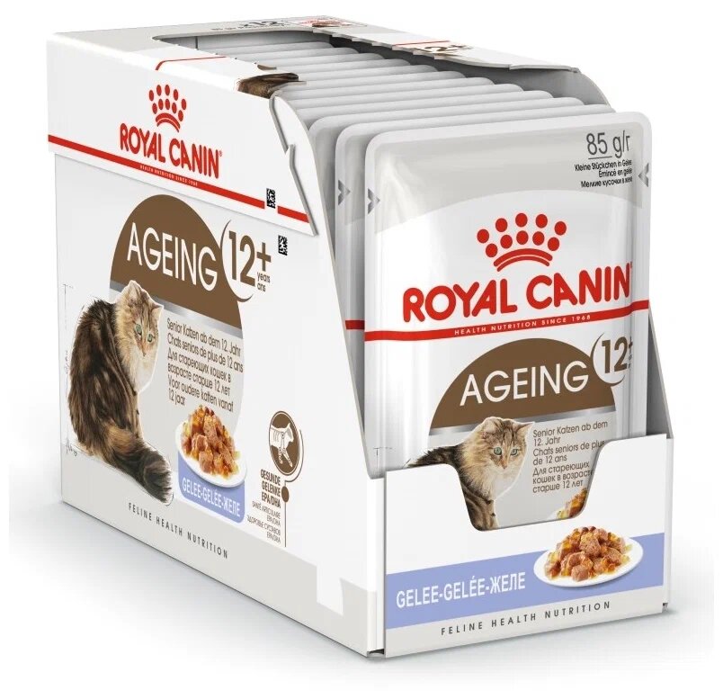 Влажный корм для пожилых кошек Royal Canin Ageing +12 12 шт. х 85 г (кусочки в желе)