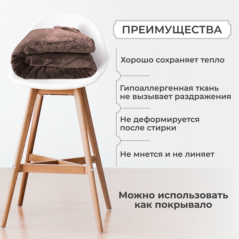 Велюровый плед Lisleep Капучино, 230x240 см - фотография № 2