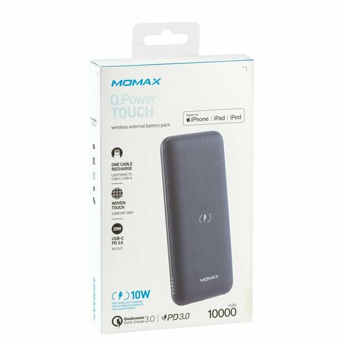 Дополнительный аккумулятор Momax QPower MFI Touch Wireless Charging Power Bank синий 10000mAh 689000₽