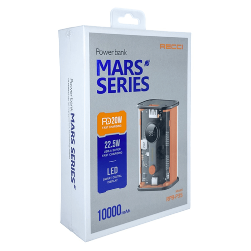 Powerbank Recci Mars RPB-P35 10000mAh 1USB1C 225W20W черный 235000₽