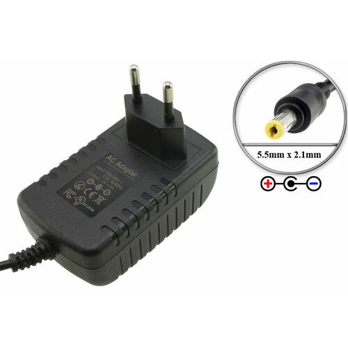 Адаптер (блок) питания 12V, 2A, 18W, 5.5mm x 2.1mm, отрицательная (обратная) полярность, для педалей, пультов, синтезаторов и др. муз. оборудования