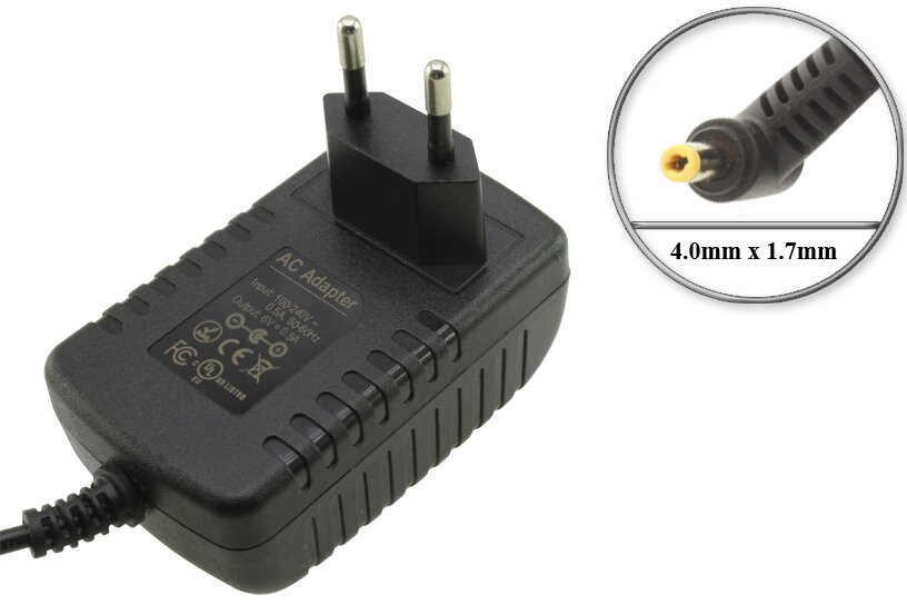 Адаптер (блок) питания, 6V, 0.5A, 4.0mm x 1.7mm (AC-114, PNAC-114WR), для беспроводных телефонов, электрических отверток и других устройств